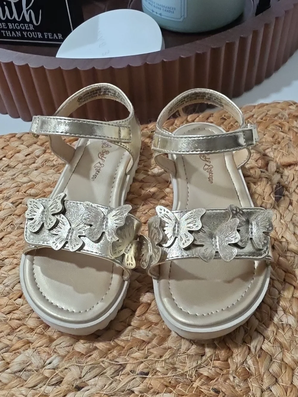 Girls' Gold Butterfly Strap Sandals - Kids Shoes